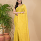 Tissue Linen Handloom Saree With Corn Yellow - 021