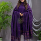 Royal Purple 120 Count Cotton Jamdani 2-Piece Set Kurti & Dupatta (UNSTITCHED) - 142