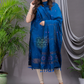 Navy Blue 120 Count Cotton Jamdani 2-Piece Set Kurti & Dupatta (UNSTITCHED) - 143