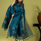 Handwoven Jamdani Linen Unstitched 2-piece Kurti | Peacock Blue