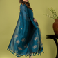 Handwoven Jamdani Linen Unstitched 2-piece Kurti | Peacock Blue