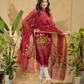 Blood Red Jamdani 2-Piece Set Kurti & Dupatta (UNSTITCHED) -798