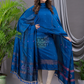 Navy Blue 120 Count Cotton Jamdani 2-Piece Set Kurti & Dupatta (UNSTITCHED) - 143