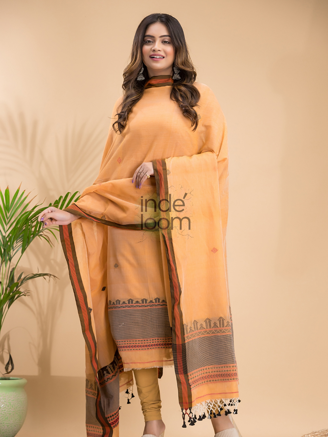 Mustard Yellow Mercerized Cotton 2-Piece Set Kurti & Dupatta (UNSTITCHED) - 043