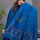 Navy Blue 120 Count Cotton Jamdani 2-Piece Set Kurti & Dupatta (UNSTITCHED) - 143