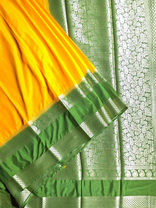 Classic Mysore Semi Silk Saree | Golden Yellow