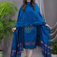 Navy Blue 120 Count Cotton Jamdani 2-Piece Set Kurti & Dupatta (UNSTITCHED) - 143