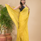 Tissue Linen Handloom Saree With Corn Yellow - 021