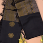 Megh Vaarna - Coal Black silk with gaja and floral border