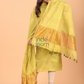 Neon Yellow Tissue Linen Jamdani 2-Piece Set Kurti & Dupatta (UNSTITCHED) - 055