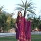 Handwoven Jamdani Muslin Unstitched 2-piece Kurti  |  Berry Pink