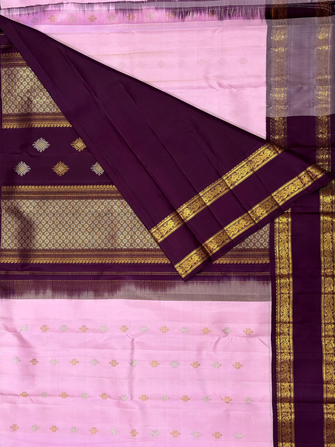 Handwoven Pure Gadwal Silk Saree | Pink
