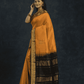 Pure Handloom Korvai Saree in Golden Yellow & Black Border In Zari Checks- 139