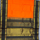 Handwoven Pure Gadwal Silk Saree  |  Fire Orange