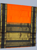 Handwoven Pure Gadwal Silk Saree  |  Fire Orange