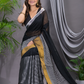 Tissue Silk Saree With Super Black - 011