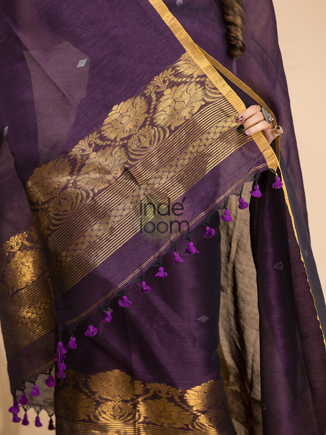 Grape Purple Cotton Linen 2-Piece Set Kurti & Dupatta (UNSTITCHED) - 005