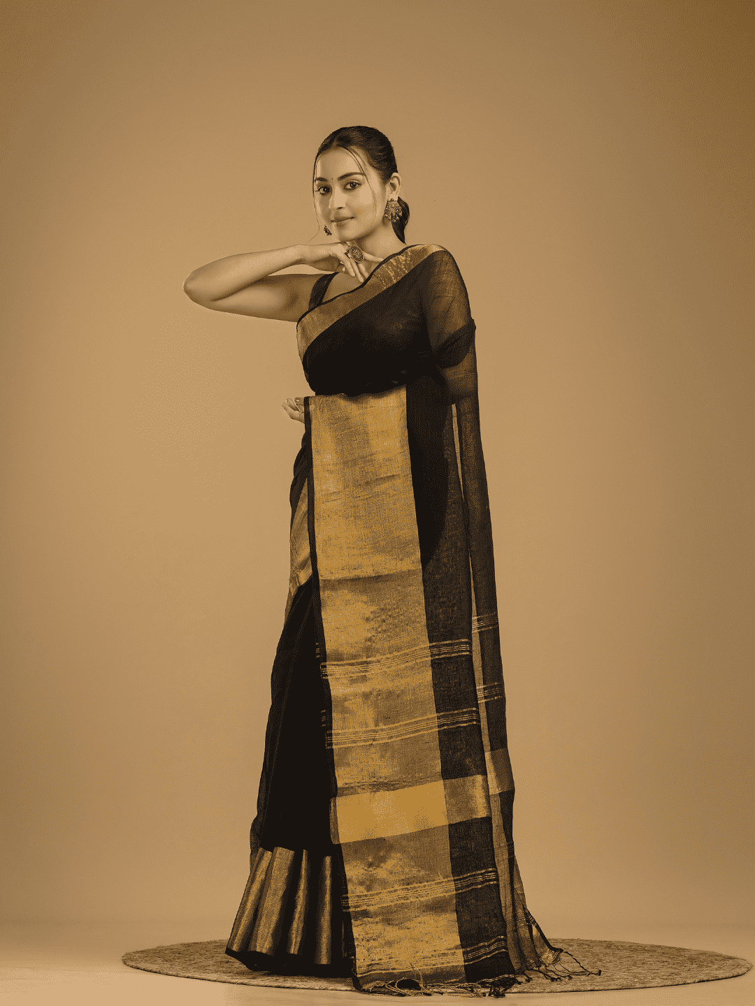 True Black Jamdani Saree - 039