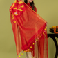 Handwoven Jamdani Silk Cotton Unstitched 2-piece Kurti | Vermilion Red