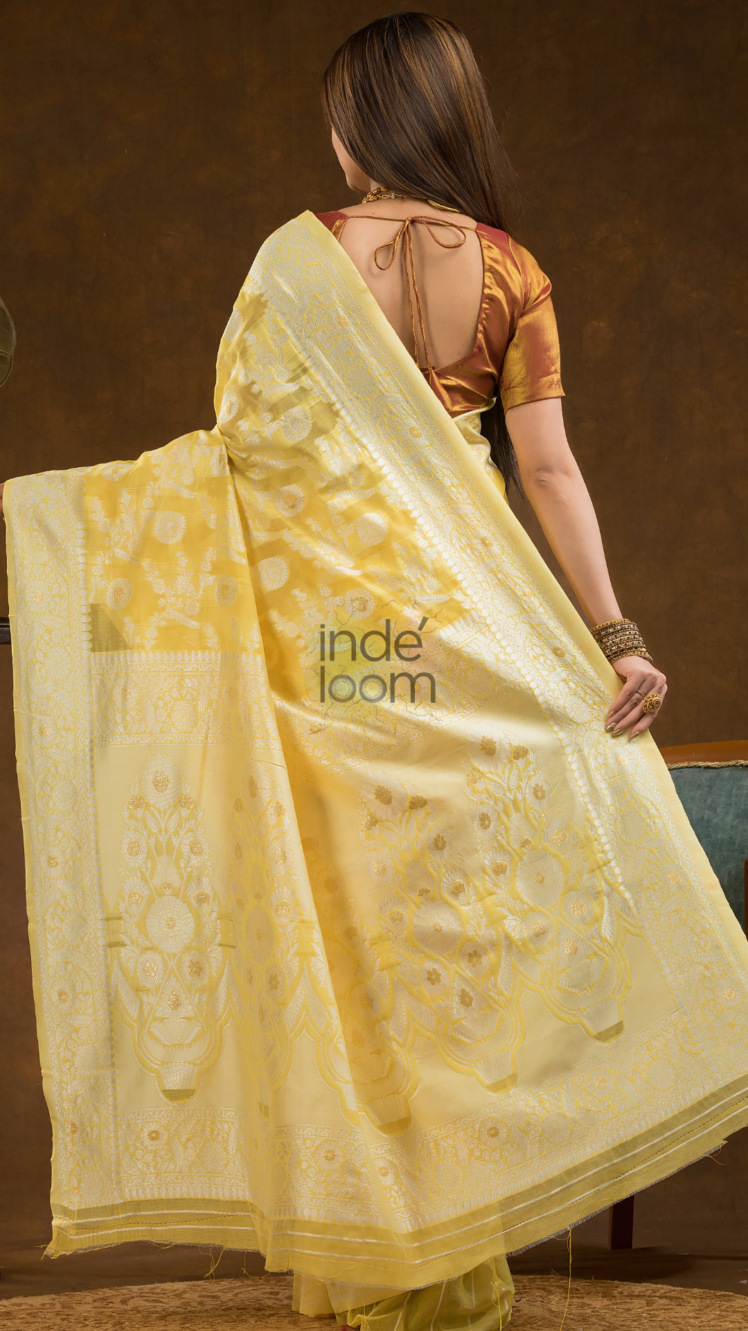 Chanderi Cotton Ethnic Motifs Saree | Pale Yellow