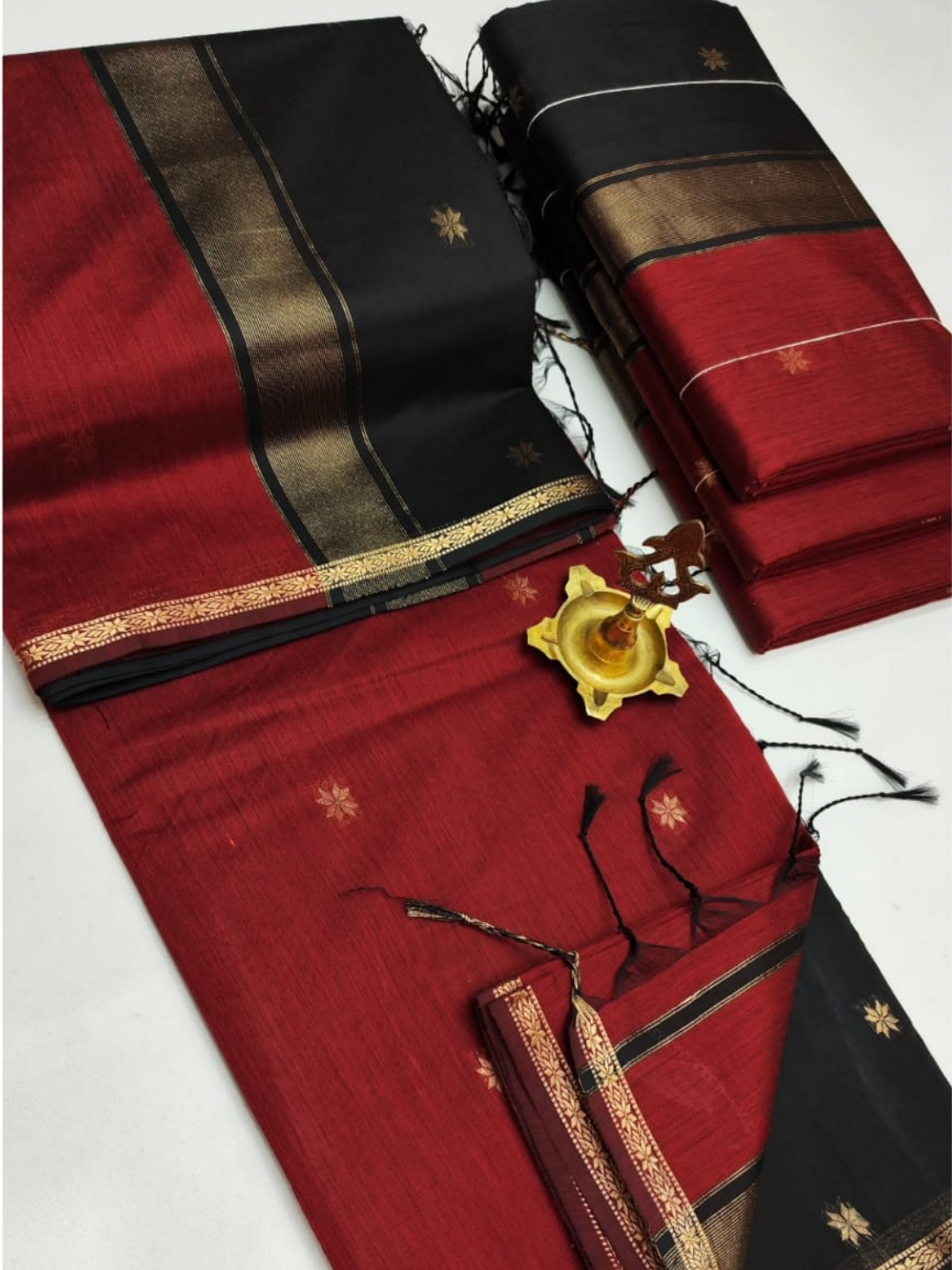 Maheshwari Silk Cotton Saree – Festive Elegance | Maroon Red