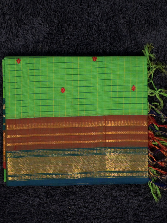 Kanchi Cotton|Green & Teal Blue