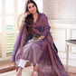 Lavender Purple Tissue Linen Silver Zari Jamdani 2-Piece Set Kurti & Dupatta (UNSTITCHED) - 305