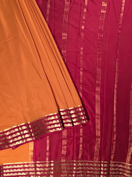 Classic Mysore Silk Saree  |  Carrot Orange