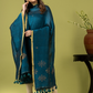 Handwoven Jamdani Linen Unstitched 2-piece Kurti | Peacock Blue