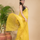 Tissue Linen Handloom Saree With Corn Yellow - 021