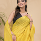 Tissue Linen Handloom Saree With Corn Yellow - 021
