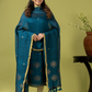 Handwoven Jamdani Linen Unstitched 2-piece Kurti | Peacock Blue