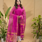 Deep Pink Jamdani 2-Piece Set Kurti & Dupatta (UNSTITCHED) -799