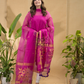 Deep Pink Jamdani 2-Piece Set Kurti & Dupatta (UNSTITCHED) -799