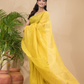 Tissue Linen Handloom Saree With Corn Yellow - 021