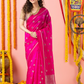Handwoven Chanderi Silk Saree | Fuchsia Pink