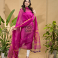 Deep Pink Jamdani 2-Piece Set Kurti & Dupatta (UNSTITCHED) -799