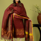 Handwoven Jamdani Linen Unstitched 2-piece Kurti | Deep Red