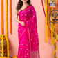 Handwoven Chanderi Silk Saree | Fuchsia Pink