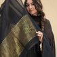 Dark Black Muslin Linen 2-Piece Set Kurti & Dupatta (UNSTITCHED) - 865