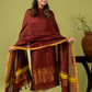 Handwoven Jamdani Linen Unstitched 2-piece Kurti | Deep Red