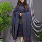 Stone Blue 120 Count Cotton Jamdani 2-Piece Set Kurti & Dupatta (UNSTITCHED) - 144