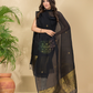 Dark Black Muslin Linen 2-Piece Set Kurti & Dupatta (UNSTITCHED) - 865