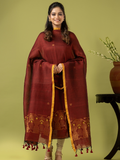 Handwoven Jamdani Linen Unstitched 2-piece Kurti | Deep Red