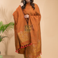 Burnt Orange Organic Linen 2-Piece Set Kurti & Dupatta (UNSTITCHED) - 045