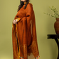 Handwoven Jamdani Linen Unstitched 2-piece Kurti | Burnt Orange