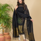 Dark Black Muslin Linen 2-Piece Set Kurti & Dupatta (UNSTITCHED) - 865