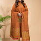 Burnt Orange Organic Linen 2-Piece Set Kurti & Dupatta (UNSTITCHED) - 045