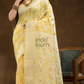Chanderi Cotton Ethnic Motifs Saree | Pale Yellow