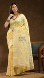 Chanderi Cotton Ethnic Motifs Saree | Pale Yellow
